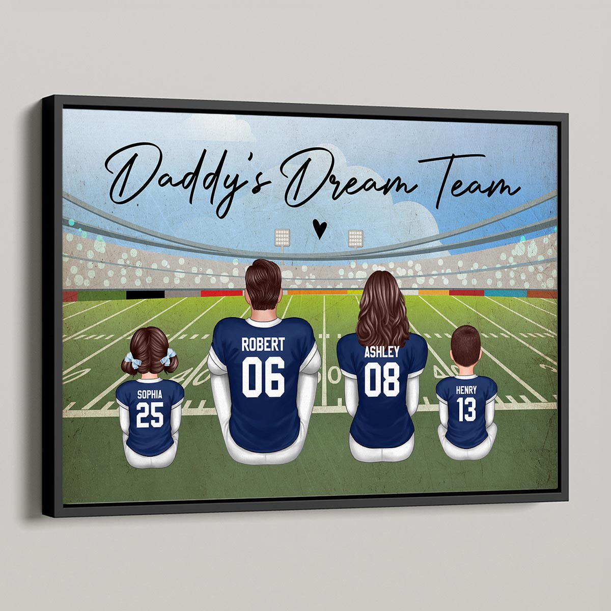 American Football DAD GRANDPA Dream Team Personalized Poster, Unique 2025 Father's Day Gift For Dad, For Grandpa, For Husband