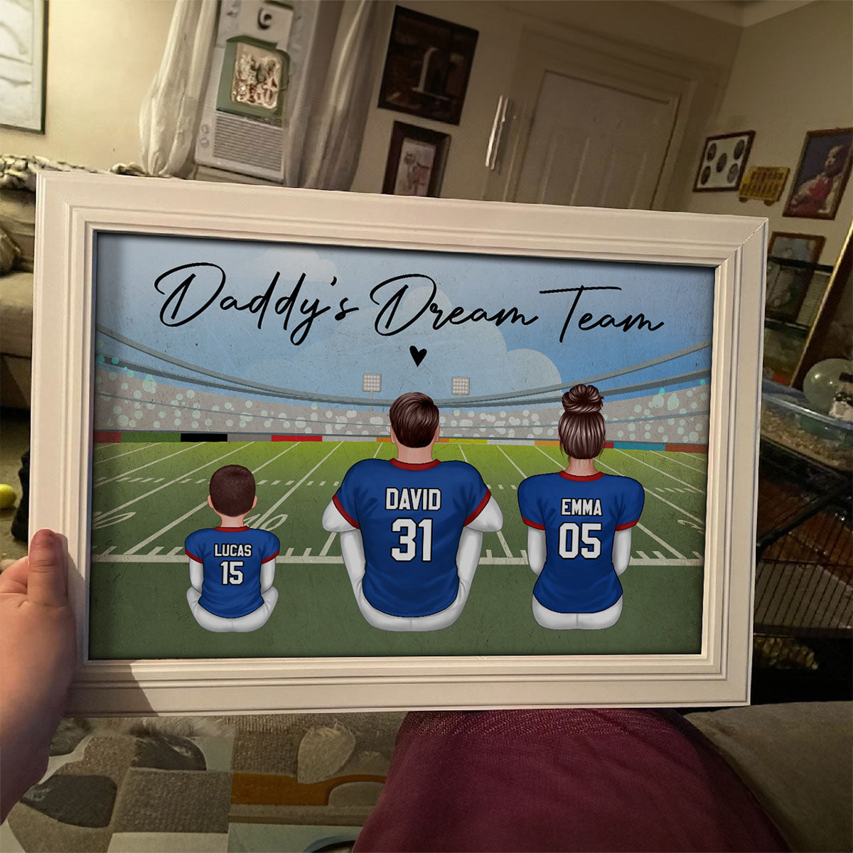 American Football DAD GRANDPA Dream Team Personalized Poster, Unique 2025 Father's Day Gift For Dad, For Grandpa, For Husband