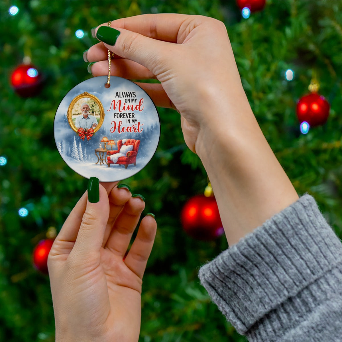 Always In My Mind Memorial Ceramic Ornament