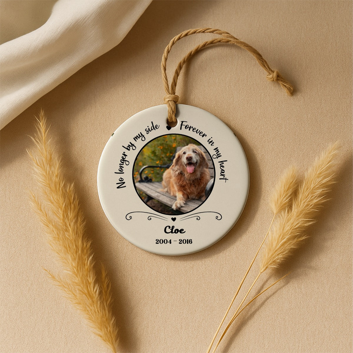 Memorial Round Add Photo Pet Dog Cat Ceramic Ornament