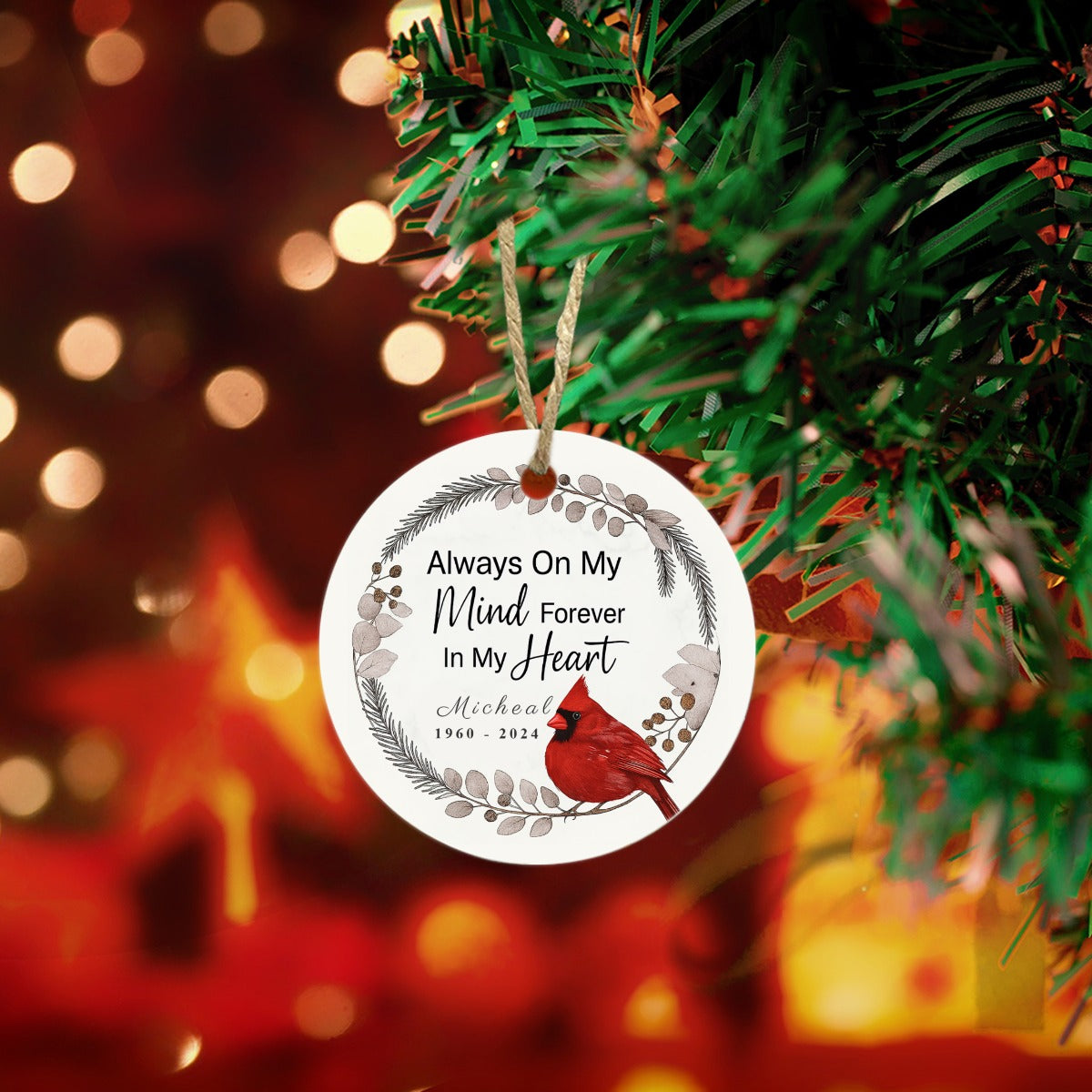 Always On My Mind - Round Christmas Ceramic Ornaments