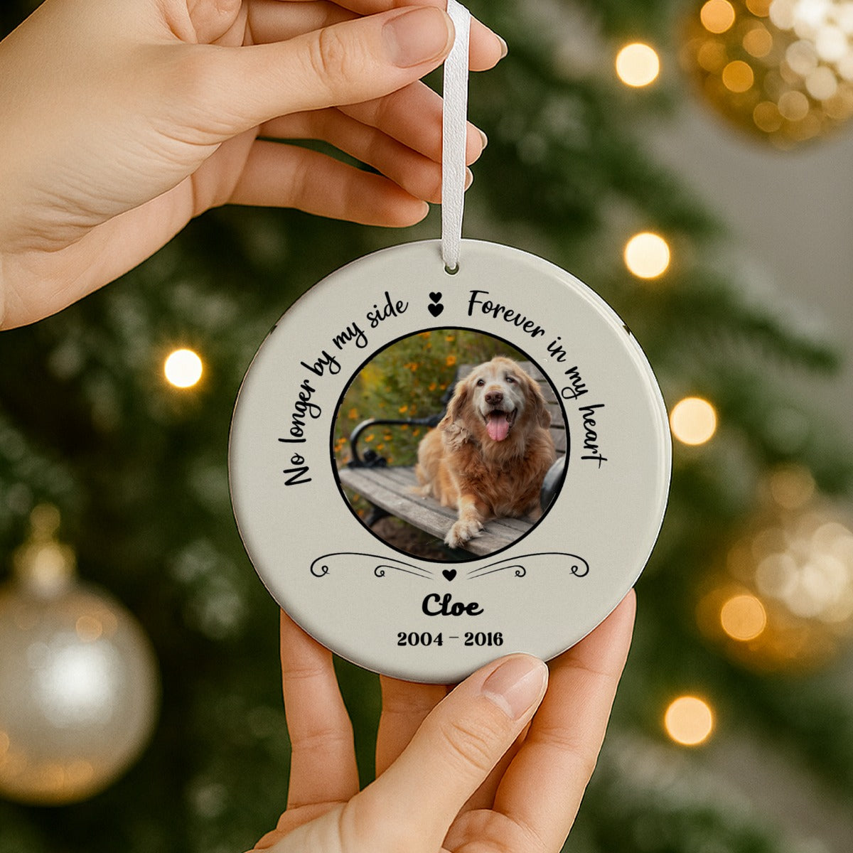 Memorial Round Add Photo Pet Dog Cat Ceramic Ornament