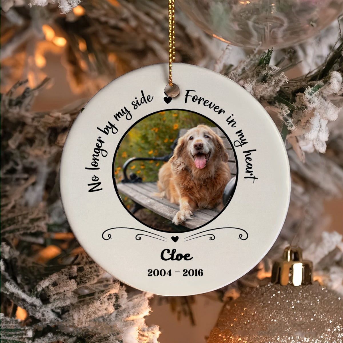 Memorial Round Add Photo Pet Dog Cat Ceramic Ornament