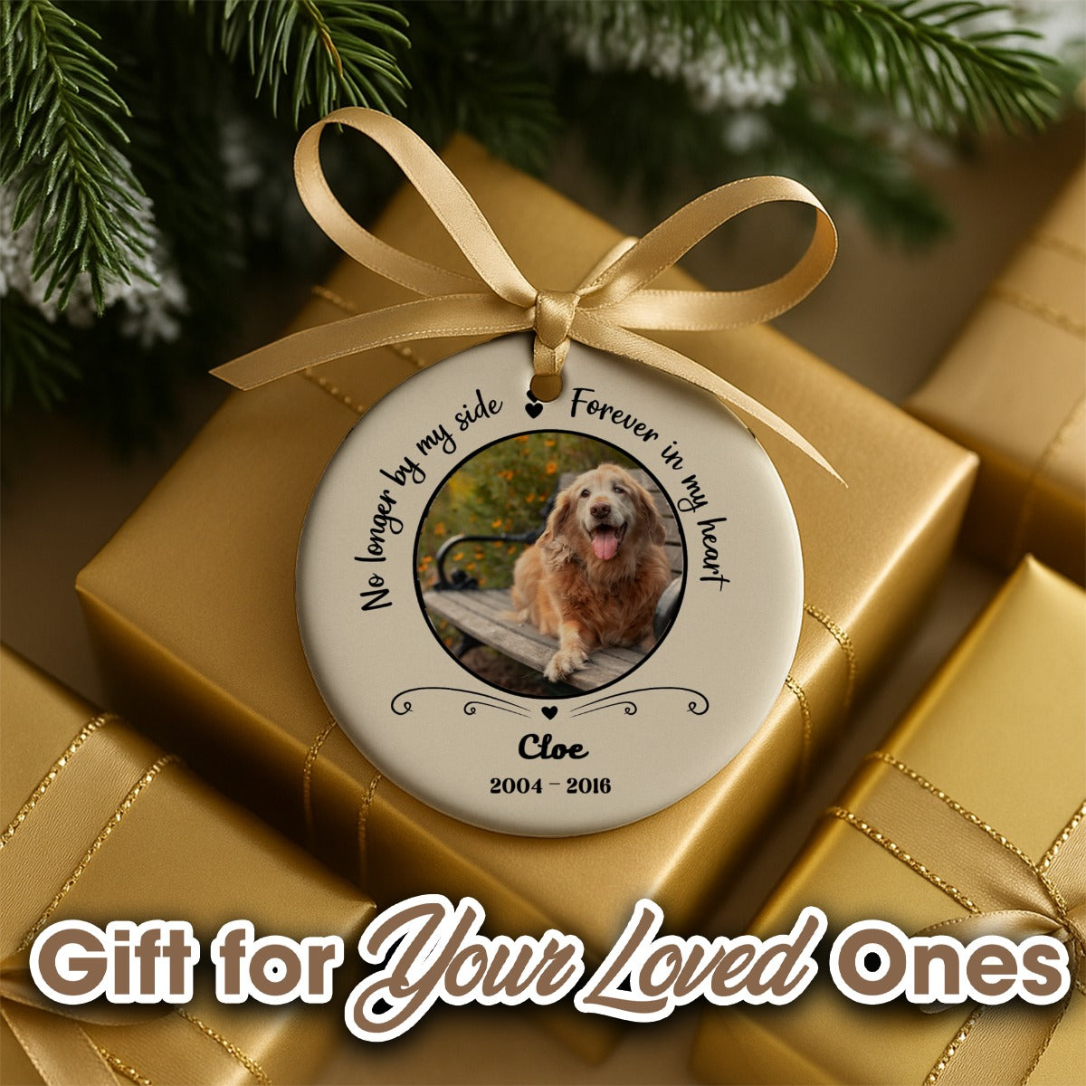 Memorial Round Add Photo Pet Dog Cat Ceramic Ornament