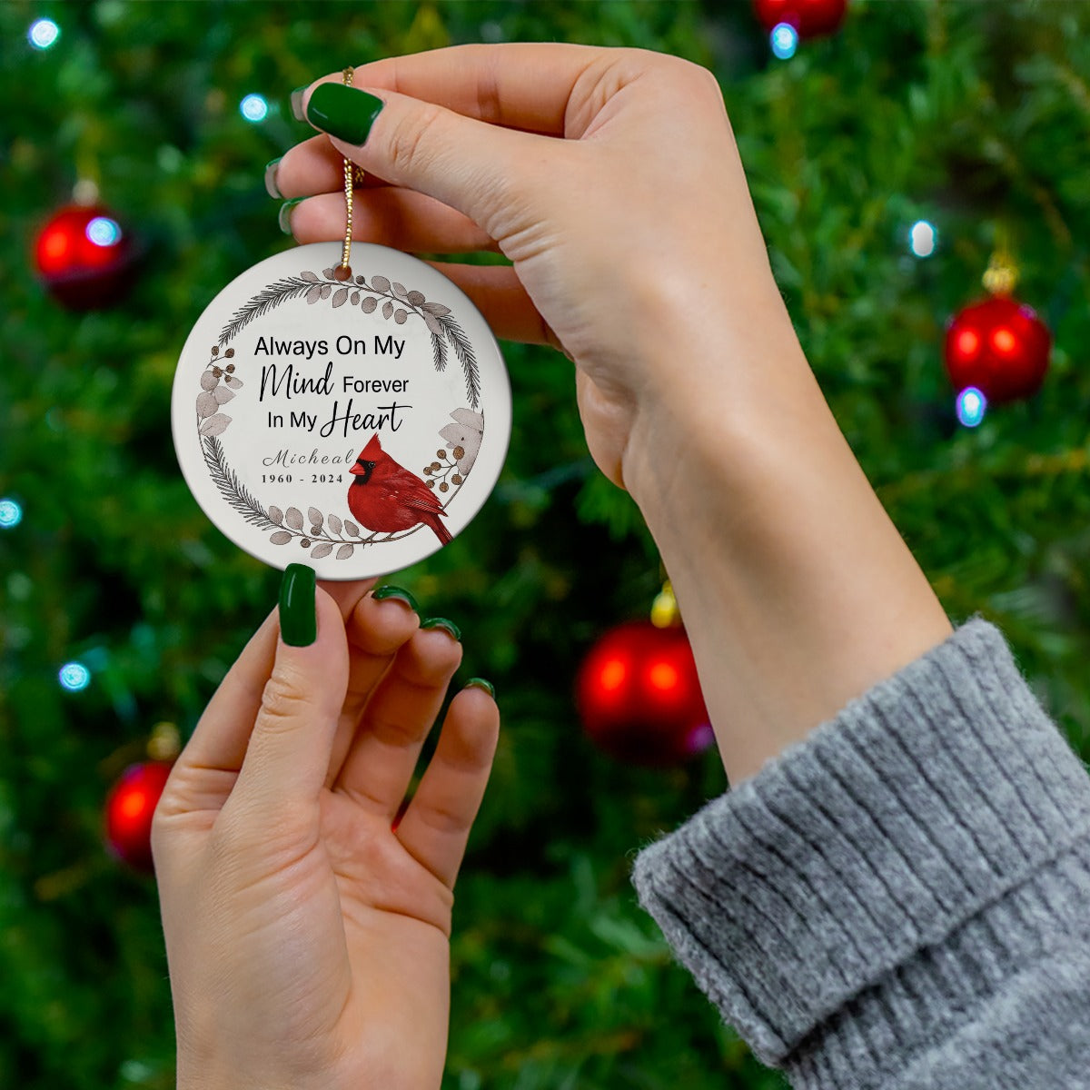 Always On My Mind - Round Christmas Ceramic Ornaments