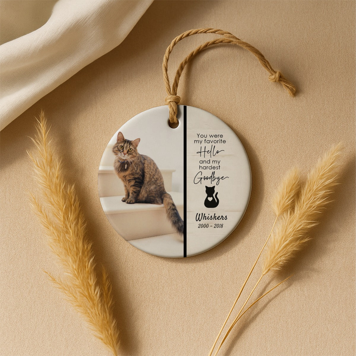 Memorial Cat Add Photo Pet Canadian Ceramic Ornament