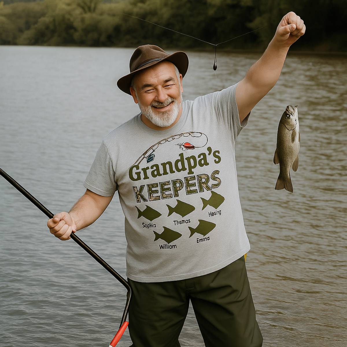 Grandpa‘s Keepers Camouflage Pattern Fishing Personalized Shirt, Unique 2025 Father's Day Gift For Grandpa, Dad