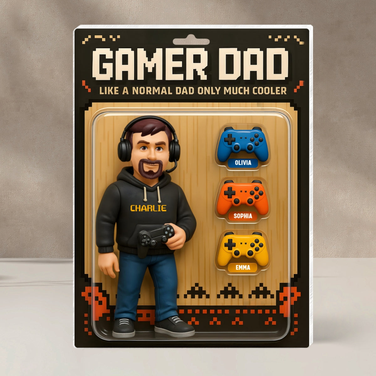 Gamer Dad Cooler 3D Effect Custom Action Figure Personalized Acrylic Block Plaque, Father's Day Gift for Gamer Dad, Gift for Husband