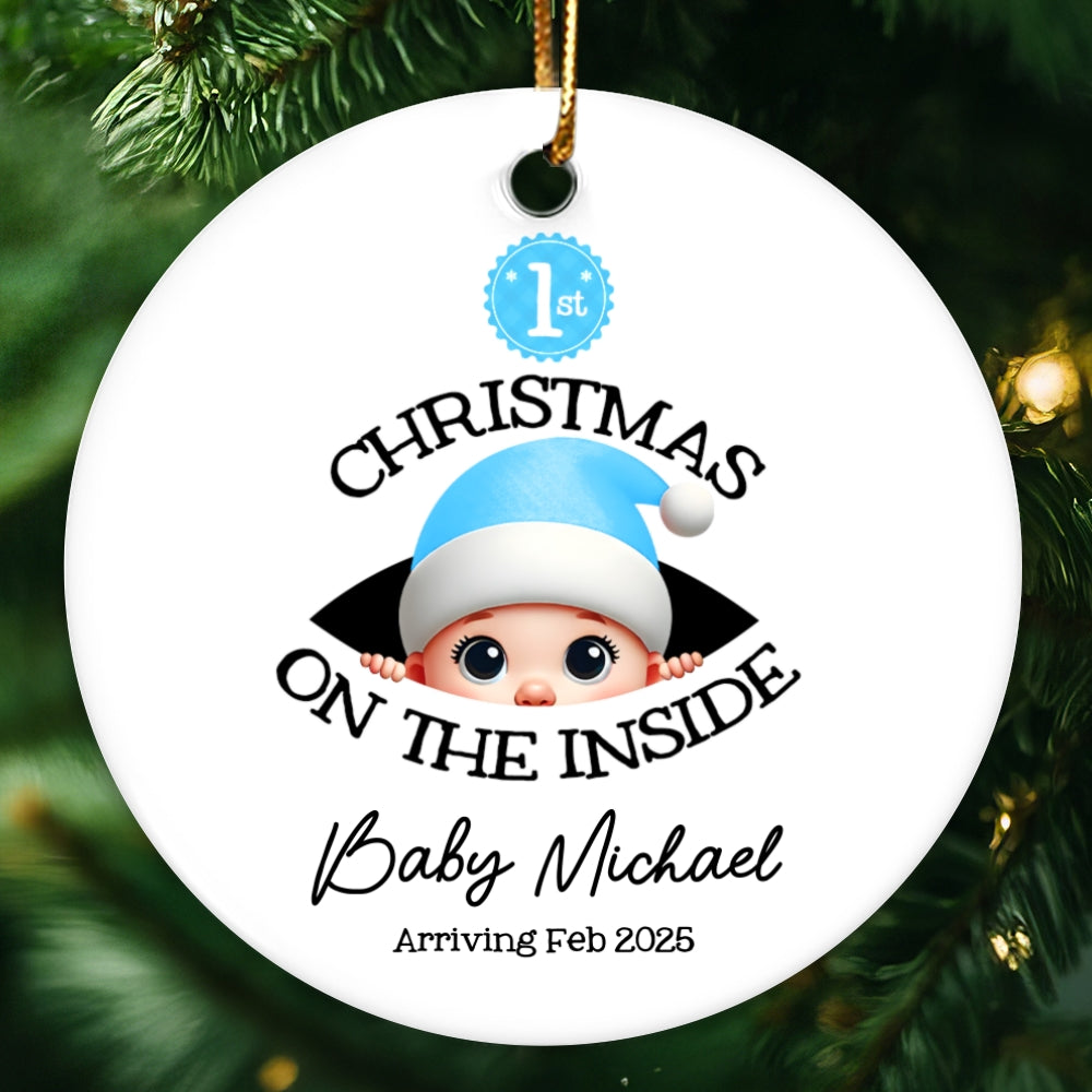 Personalized Baby's First Christmas On the Inside Ornament, Custom Pregnancy Reveal Ornament, New Year Gift For Expecting Parents