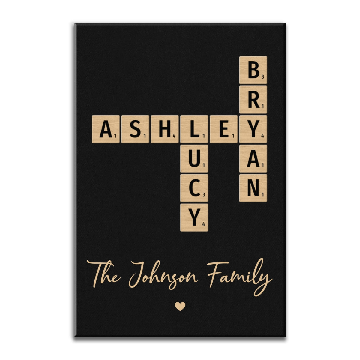 Family Crossword Art - Created In A Moment, Treasured Forever Personalized Canvas Print