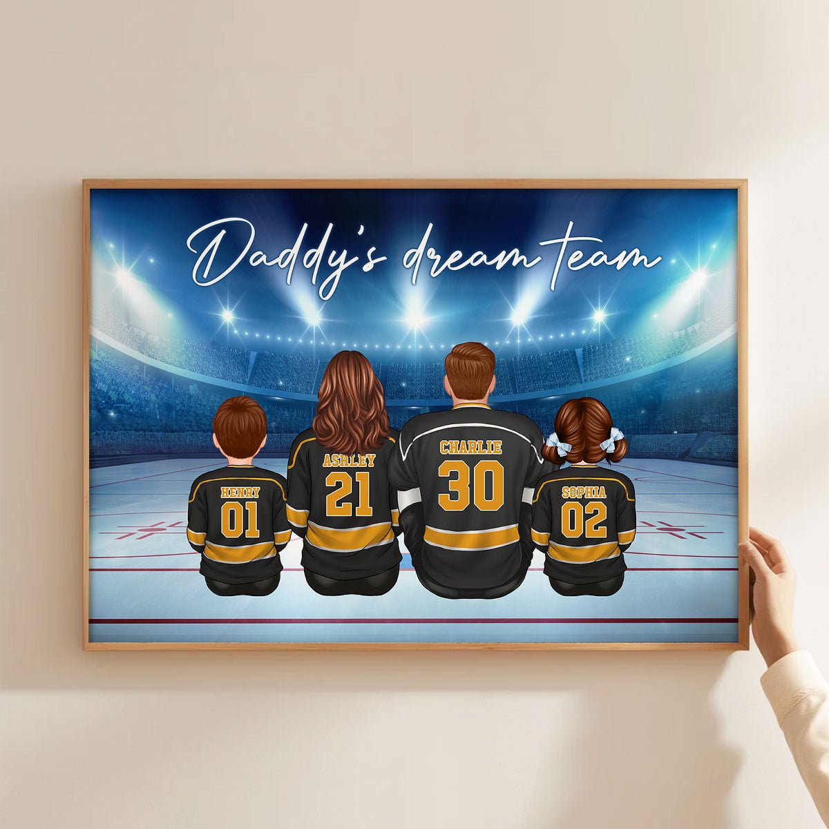 Hockey Team Personalized Poster, Gift For Family, Father's Day Gift for Dad, Grandpa, Husband