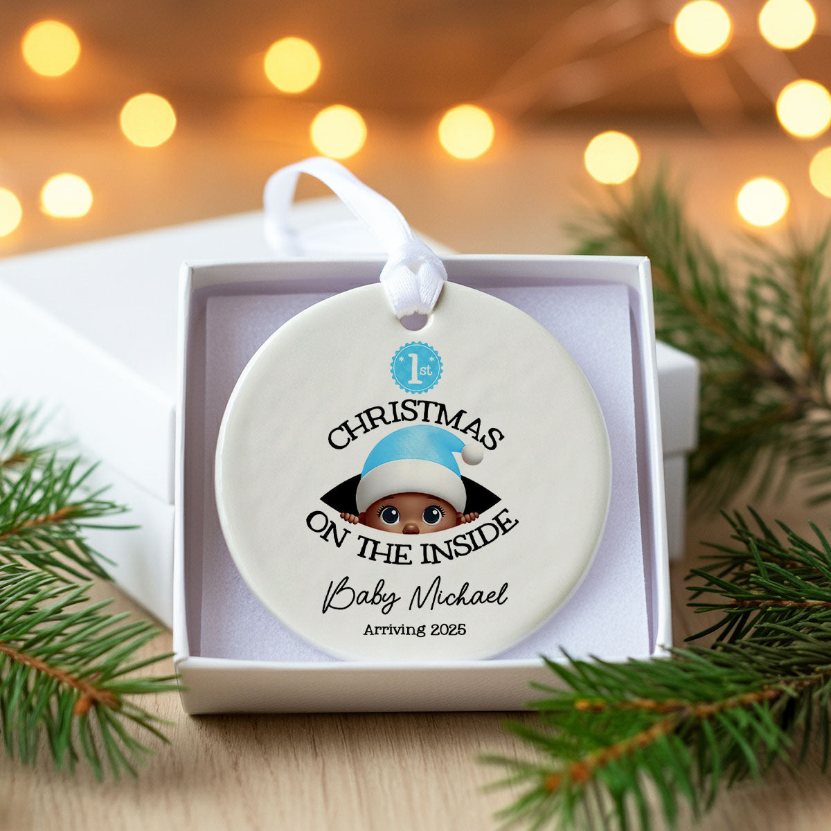 Personalized Baby's First Christmas On the Inside Ornament, Custom Pregnancy Reveal Ornament, New Year Gift For Expecting Parents