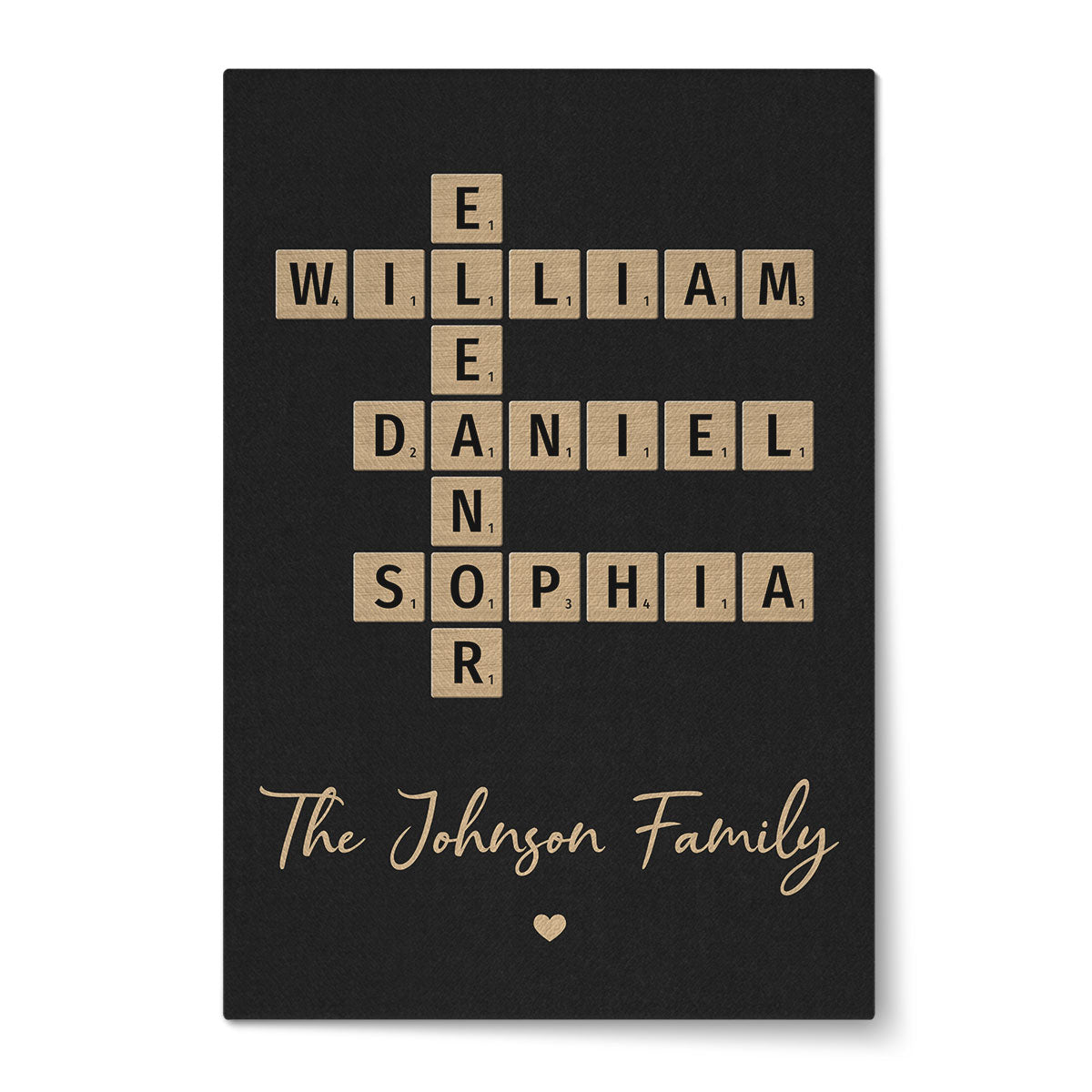 Family Crossword Art - Created In A Moment, Treasured Forever Personalized Canvas Print