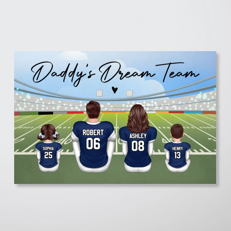 American Football DAD GRANDPA Dream Team Personalized Poster, Unique 2025 Father's Day Gift For Dad, For Grandpa, For Husband