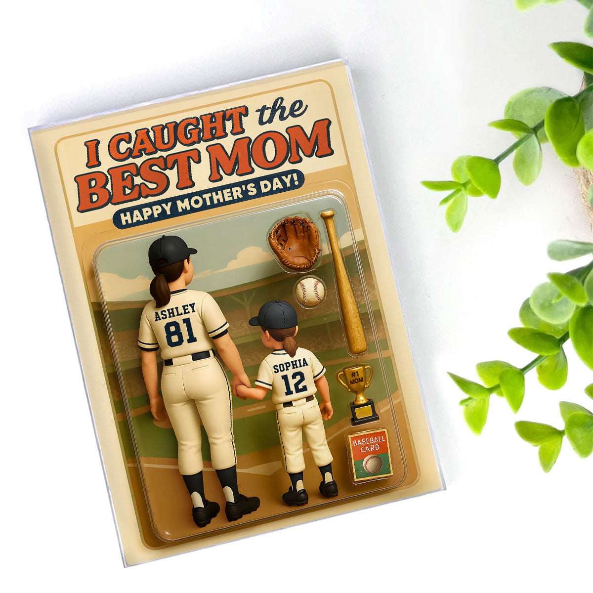 We Caught the Best Mom Baseball Custom Figure Personalized Acrylic Block Plaque, Gift for Mom, Gift for Wife