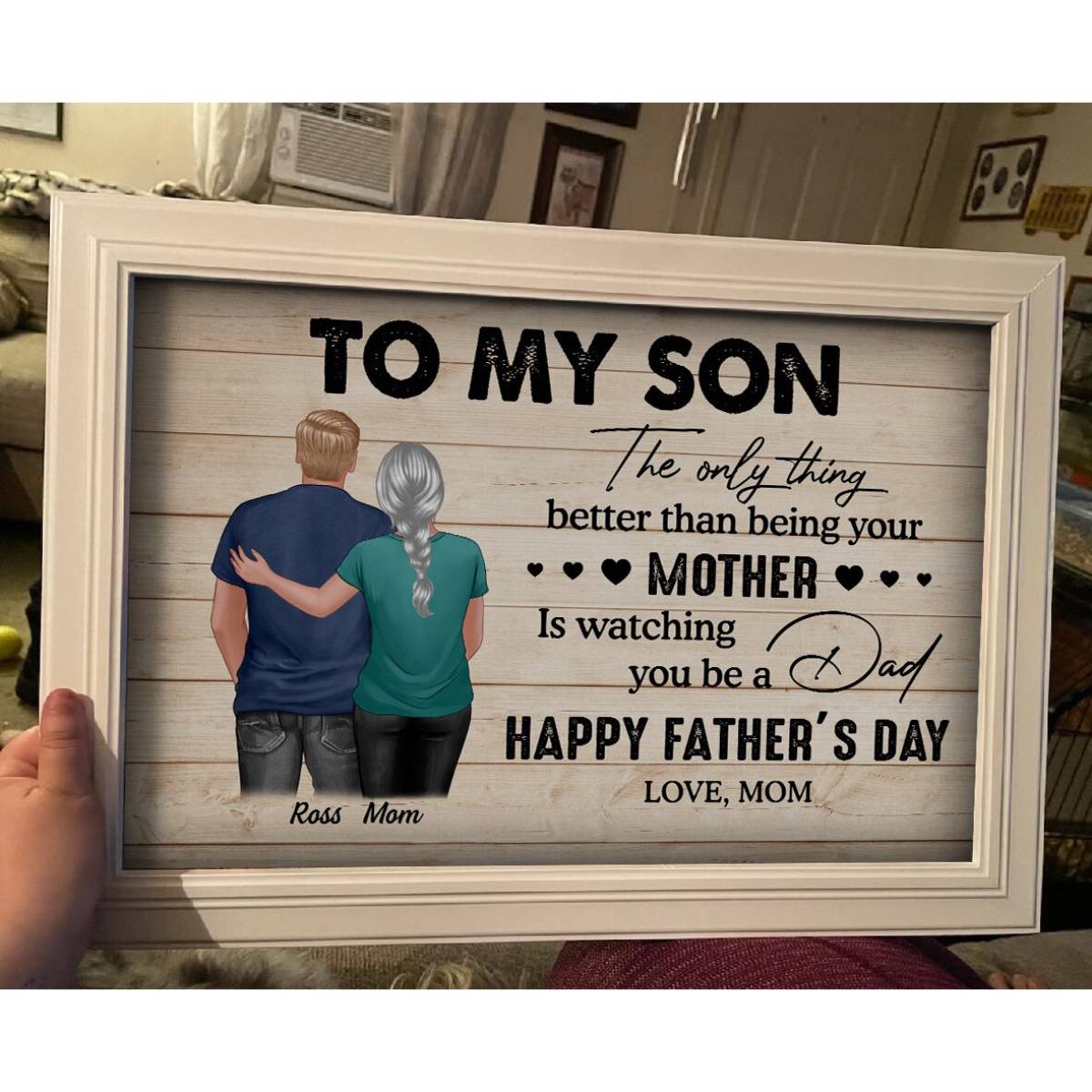 From Mom To Son Watching You Be A Dad Personalized Poster| Heartfelt 2025 Father's Day Gift For Son