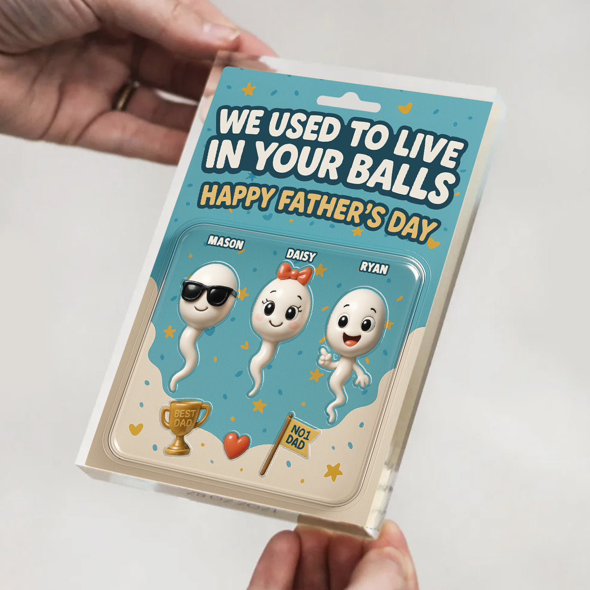 We Used To Live In Your Balls Dad Customer Figure Personalized Acrylic Block Plaque, Father's Day Gift for Dad, Gift for Husband