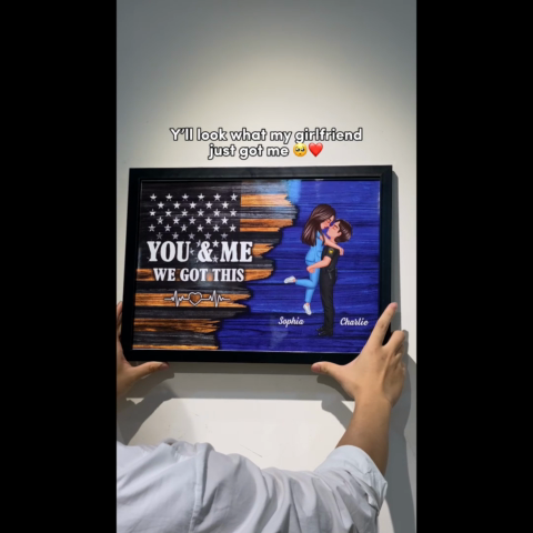 Hero Couple Nation Flag Gift by Occupation For Her, For Him Personalized Poster, Anniversary Gift for Couple