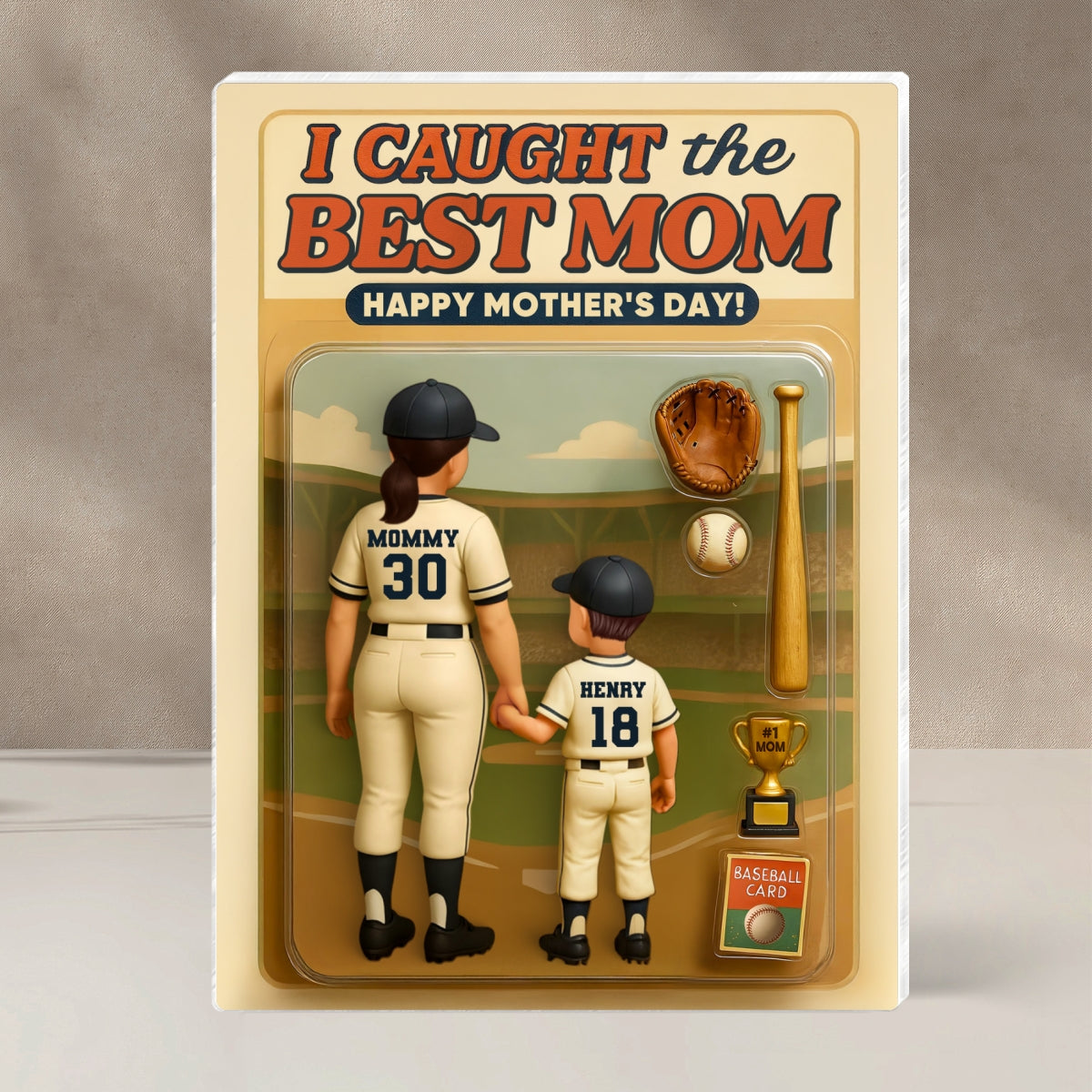 We Caught the Best Mom Baseball Custom Figure Personalized Acrylic Block Plaque, Gift for Mom, Gift for Wife