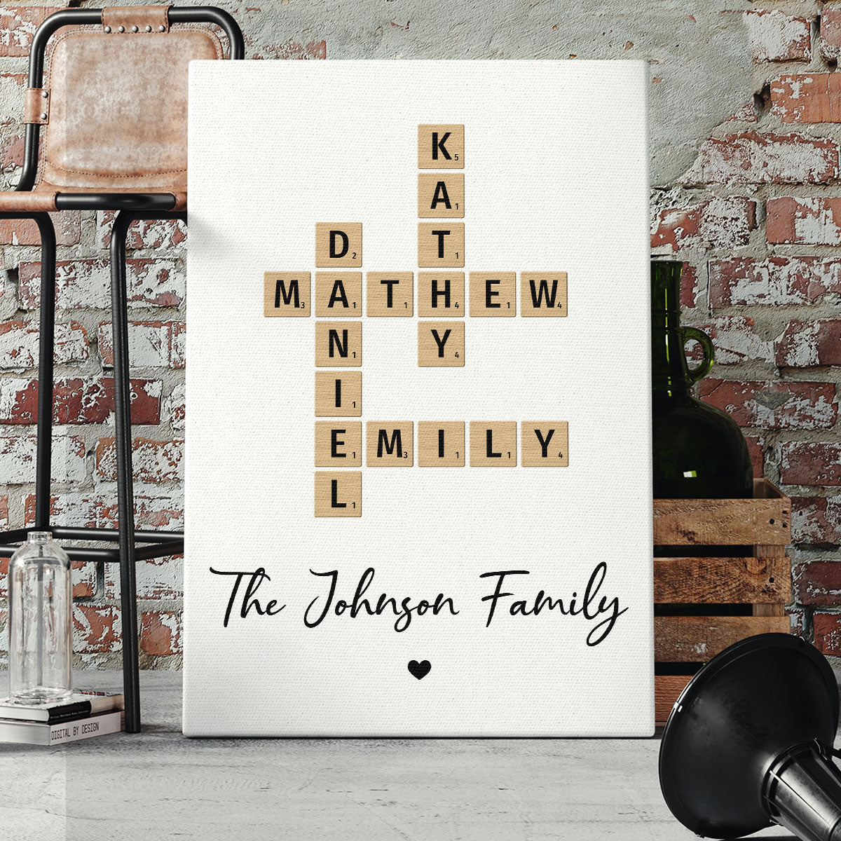 Family Crossword Art - Created In A Moment, Treasured Forever Personalized Canvas Print