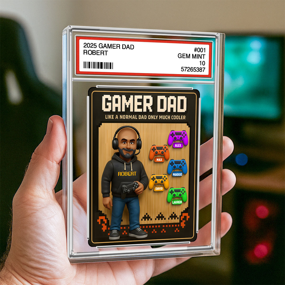 Gamer Dad Trading Card Personalized Acrylic Block Plaque, Father's Day Gift for Gamer Dad