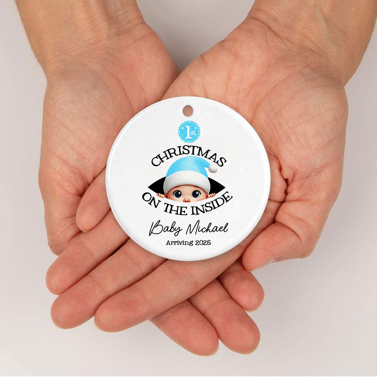 Personalized Baby's First Christmas On the Inside Ornament, Custom Pregnancy Reveal Ornament, New Year Gift For Expecting Parents
