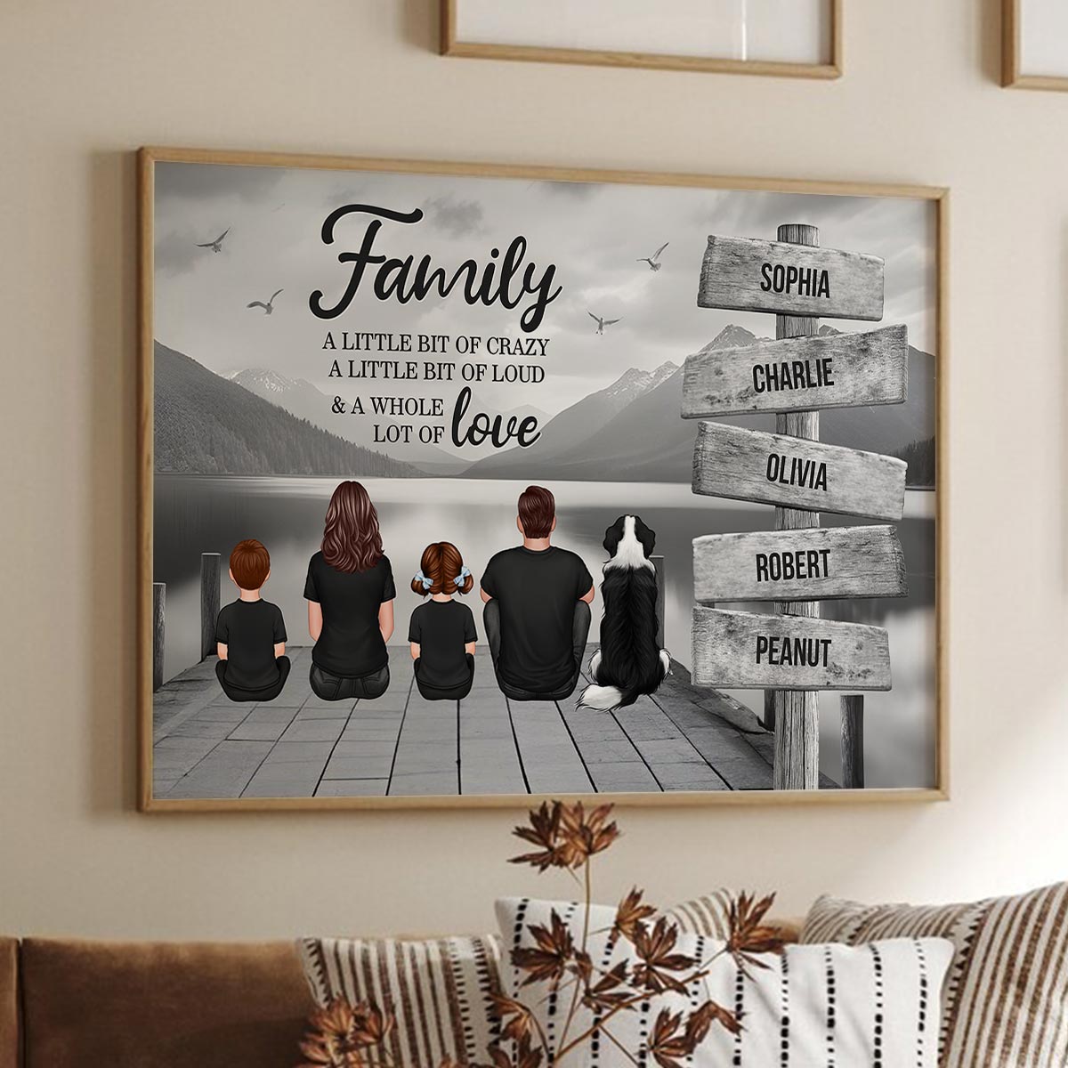 Retro Vintage Family A Little Whole Lot of Love Sign Posts Personalized Poster, Unique 2025 Father's Day Gift For Dad, Husband