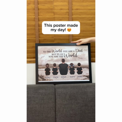 Dad And Sons Daughters Retro Vintage Beach Personalized Poster| Heartfelt Gift For Dad, For Husband