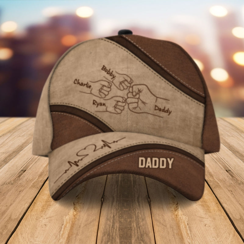 Daddy's Team Fist Bump Personalized Classic Cap, Unique Father's Day Gift for Dad, Gift for Husband, Gift for Grandpa