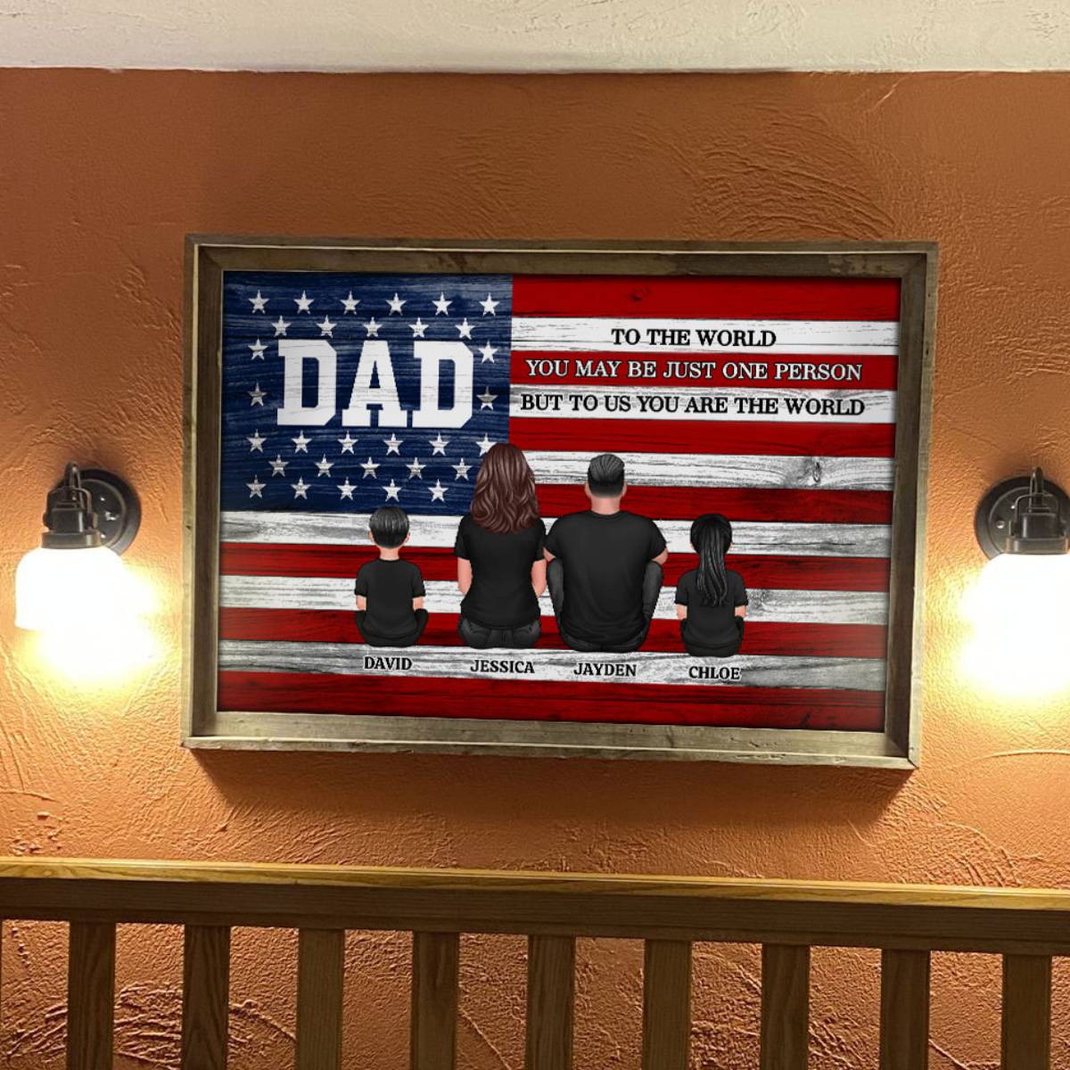 DAD GRANDPA You Are The World Nation Flag Personalized Poster| Ultimate Father's Day Gift For Proud American Dad, Grandpa