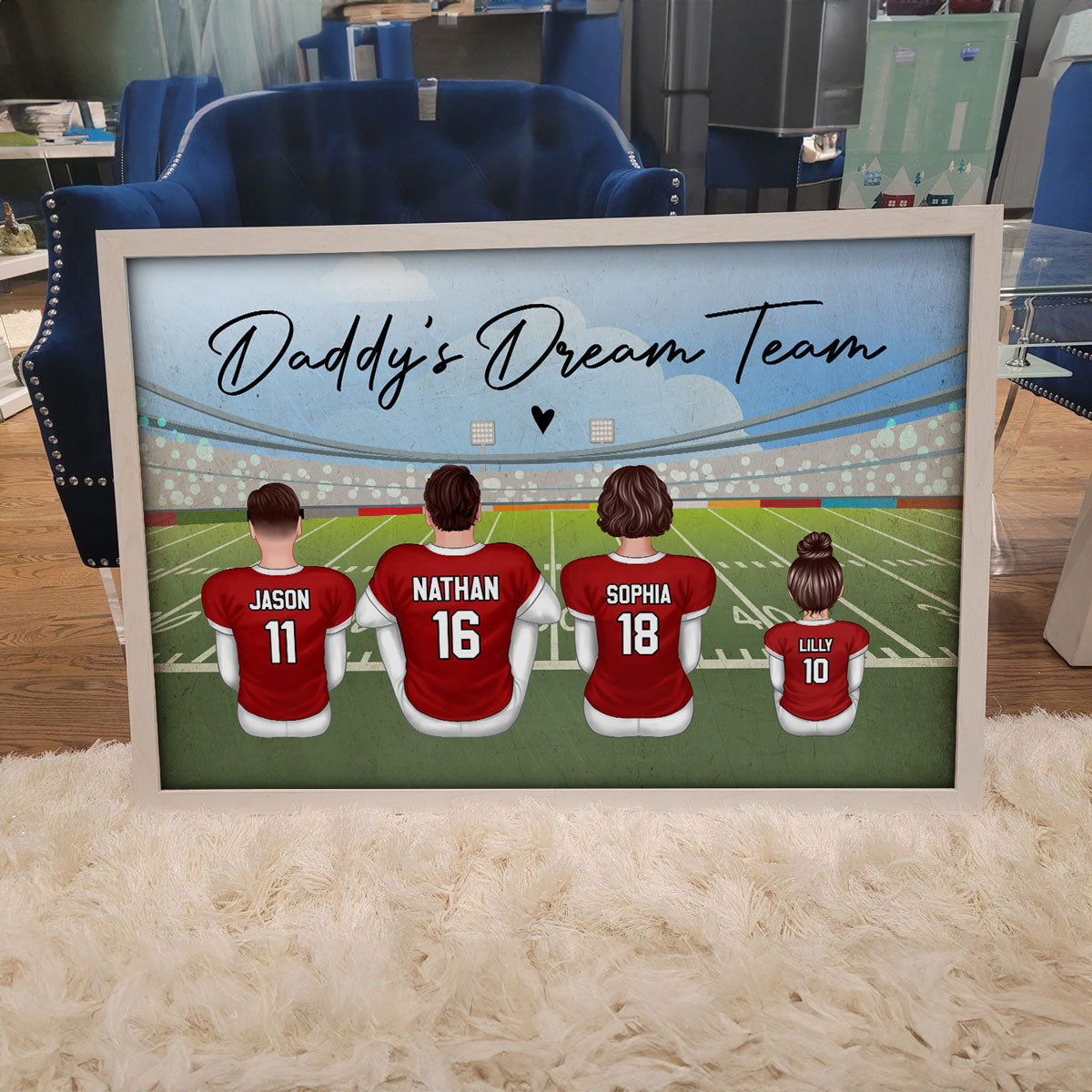 American Football DAD GRANDPA Dream Team Personalized Poster, Unique 2025 Father's Day Gift For Dad, For Grandpa, For Husband