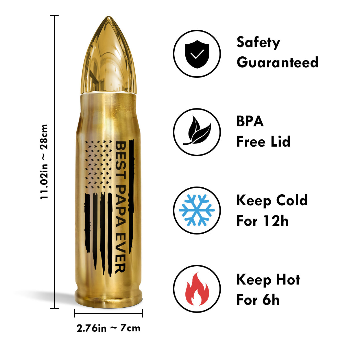 Best Dad Papa Grandpa Ever Fist Bump Outline Nation Flag Independence Day 4th Of July Gift For Husband Father Figures Personalized Bullet Tumbler