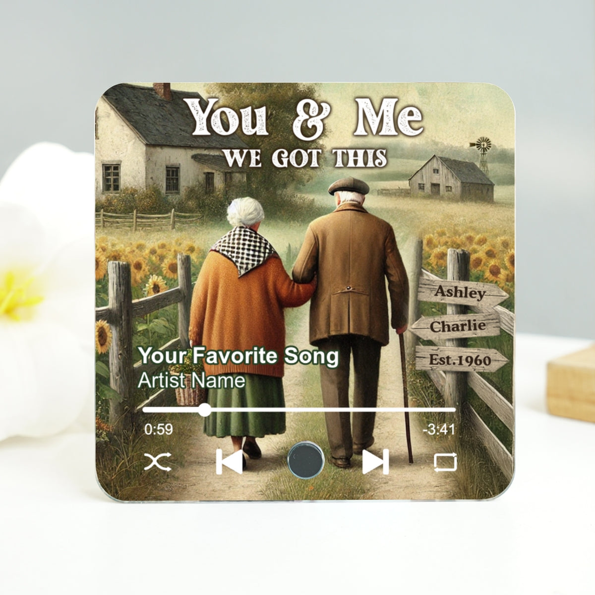 Eternal Love Couple Growing Old Together Personalized Music Fridge Magnet, Heartfelt 2025 Gift, Anniversary Gift For Couple, For Him, For Her, Husband, Wife