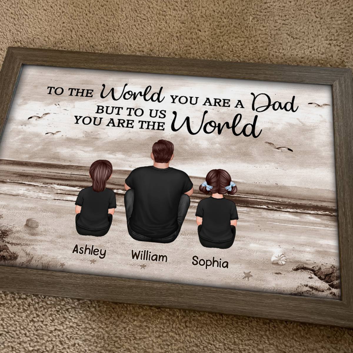 Dad And Sons Daughters Retro Vintage Beach Personalized Poster| Heartfelt Gift For Dad, For Husband