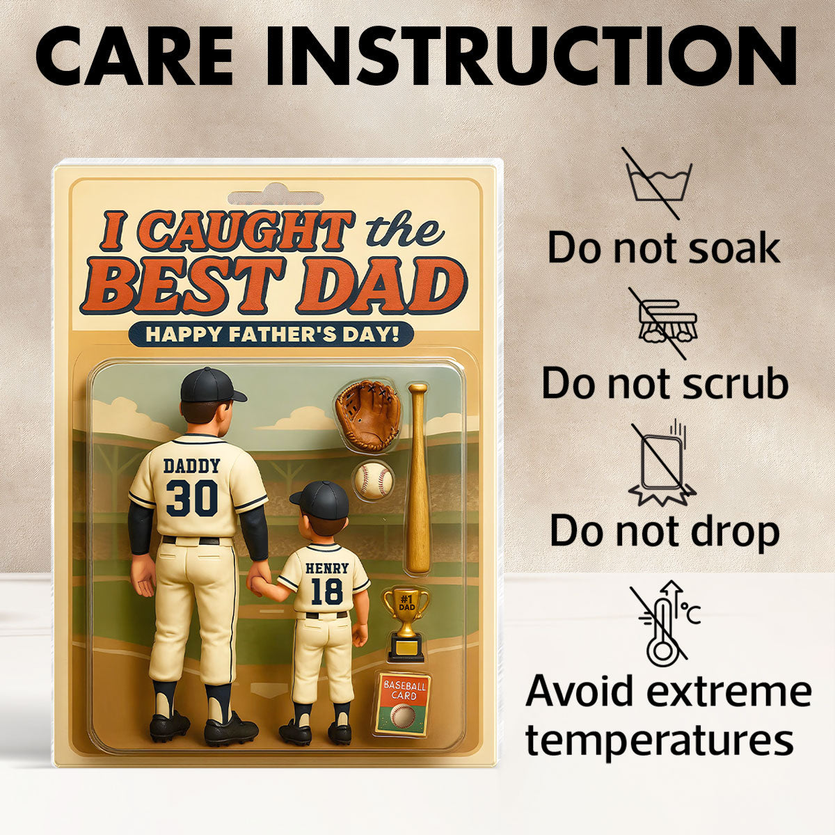 We Caught the Best Dad, Grandpa Baseball Custom Figure Personalized Acrylic Block Plaque, Father's Day Gift for Dad, Gift for Husband, Gift for Grandpa