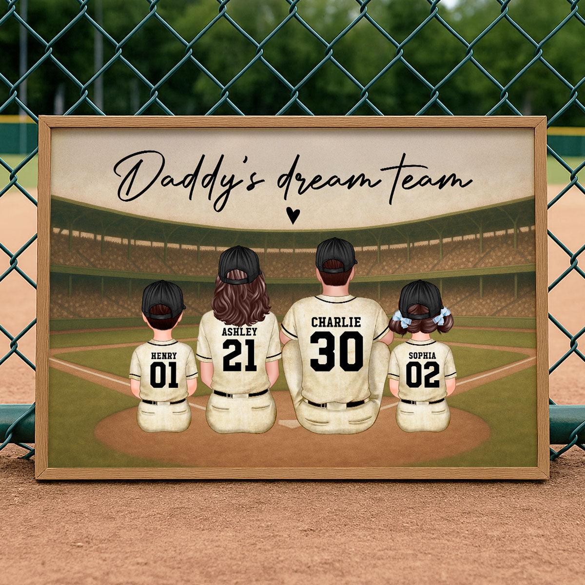 Retro Vintage Baseball Family Dream Team Home Decoration Personalized Poster|Heartfelt Birthday Gift, Anniversary Gift For Dad, Mom, Husband, Wife