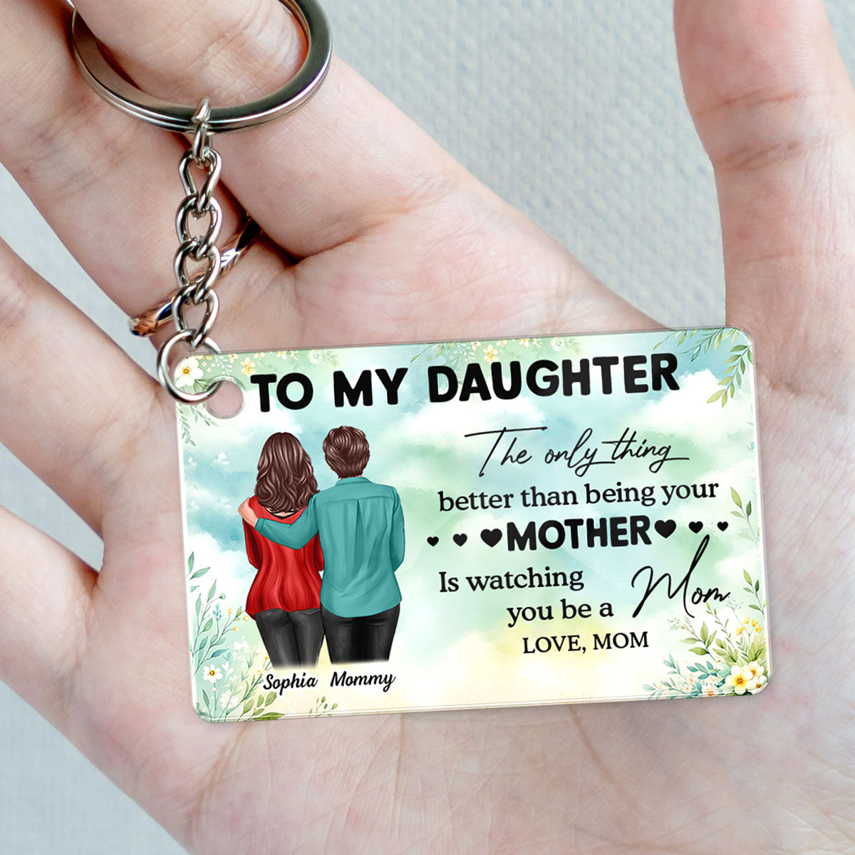 To My Daughter From Mom Personalized Acrylic Keychain, Heartfelt Gift For Daughter