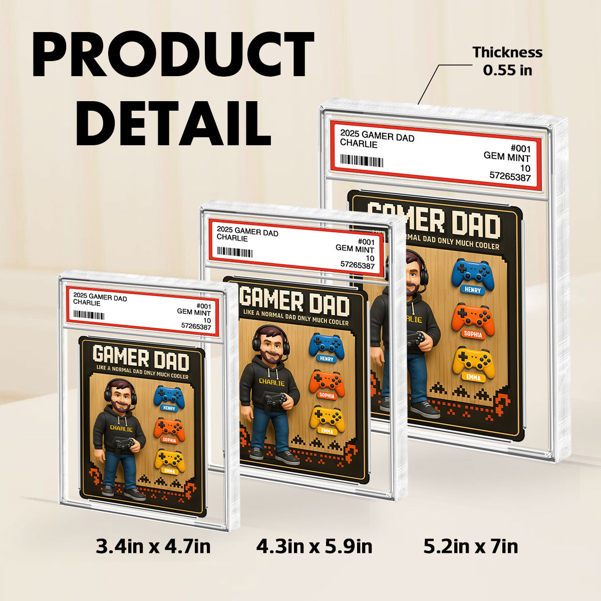 Gamer Dad Trading Card Personalized Acrylic Block Plaque, Father's Day Gift for Gamer Dad