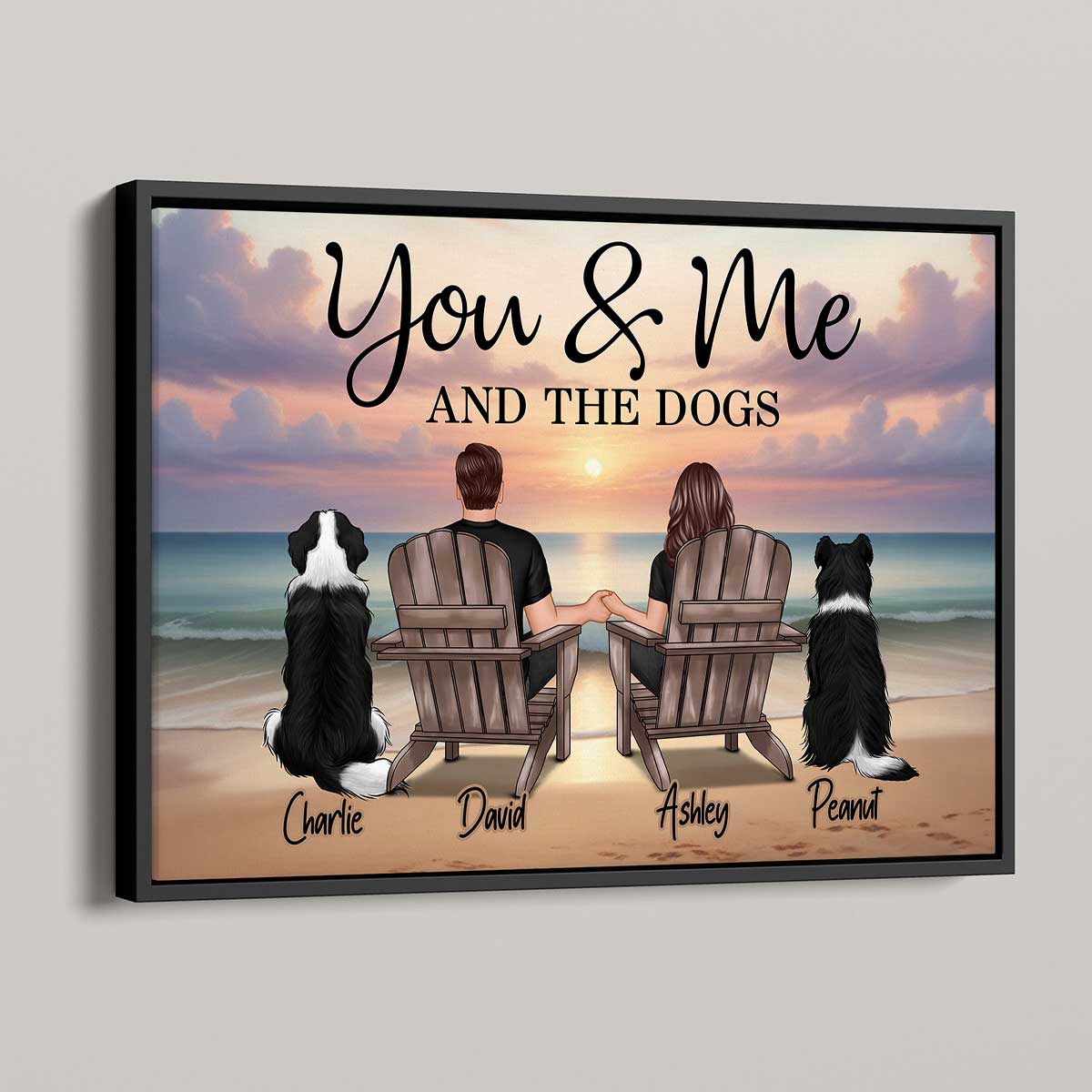 You Me And The Dogs Cats Beach Landscape Personalized Poster, Heartfelt 2025 Gift, Anniversary Gift, Birthday Gift For Him, For Her, Boyfriend, Girlfriend, Husband, Wife