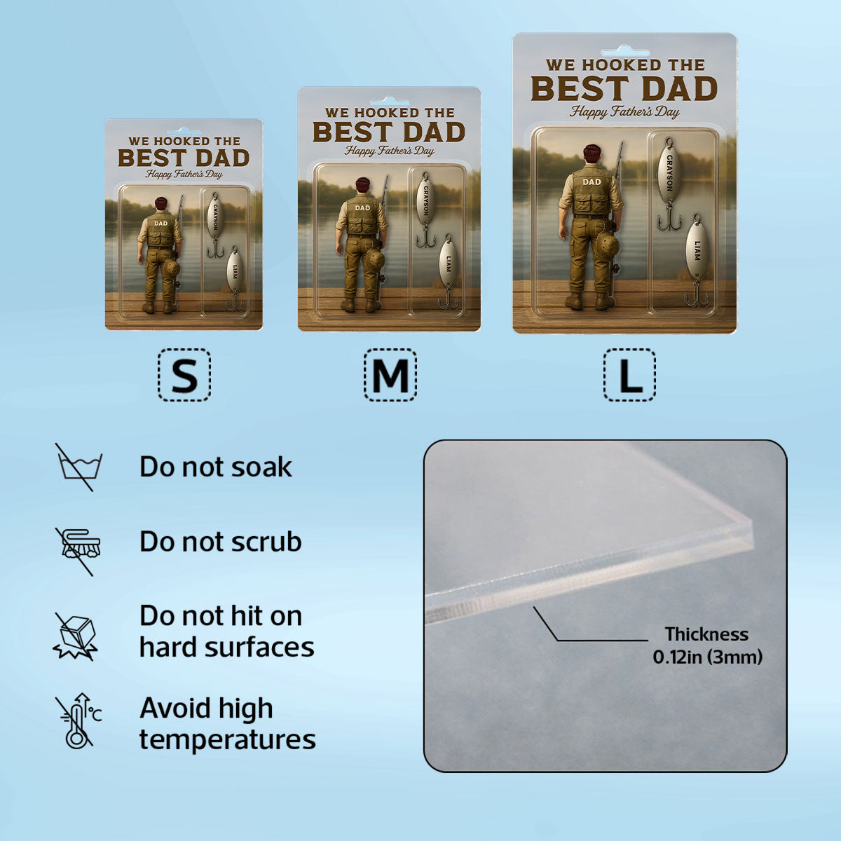 We Hooked The Best Dad Grandpa Fishing With Kids' Names Custom Figure Personalized Keychain, Perfect Father's Day Gift For Fishing Dad, For Husband, For Grandpa