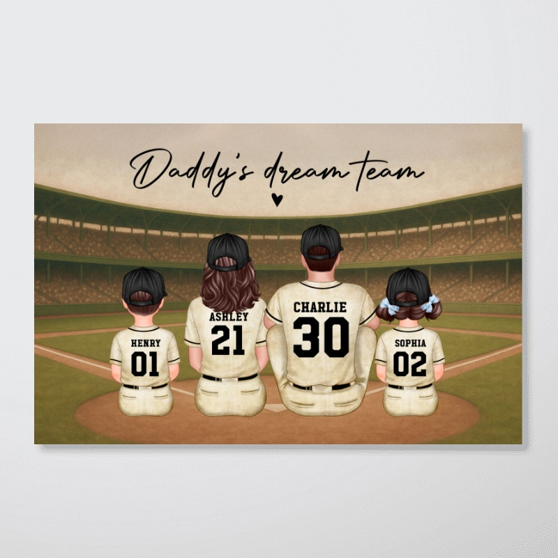 Retro Vintage Baseball Family Dream Team Home Decoration Personalized Poster|Heartfelt Birthday Gift, Anniversary Gift For Dad, Mom, Husband, Wife