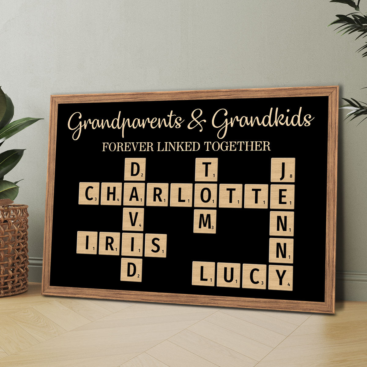 Grandma & Grandkids Forever Linked Together Crossword Puzzle Personalized Poster, Unique Gift For Large Family, Parent, Grandma, Siblings, Brothers, Sisters