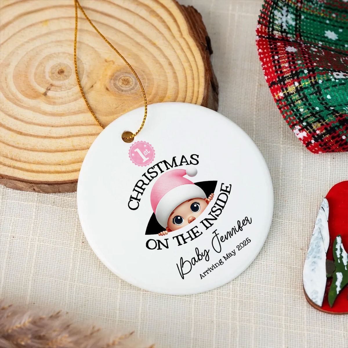 Personalized Baby's First Christmas On the Inside Ornament, Custom Pregnancy Reveal Ornament, New Year Gift For Expecting Parents