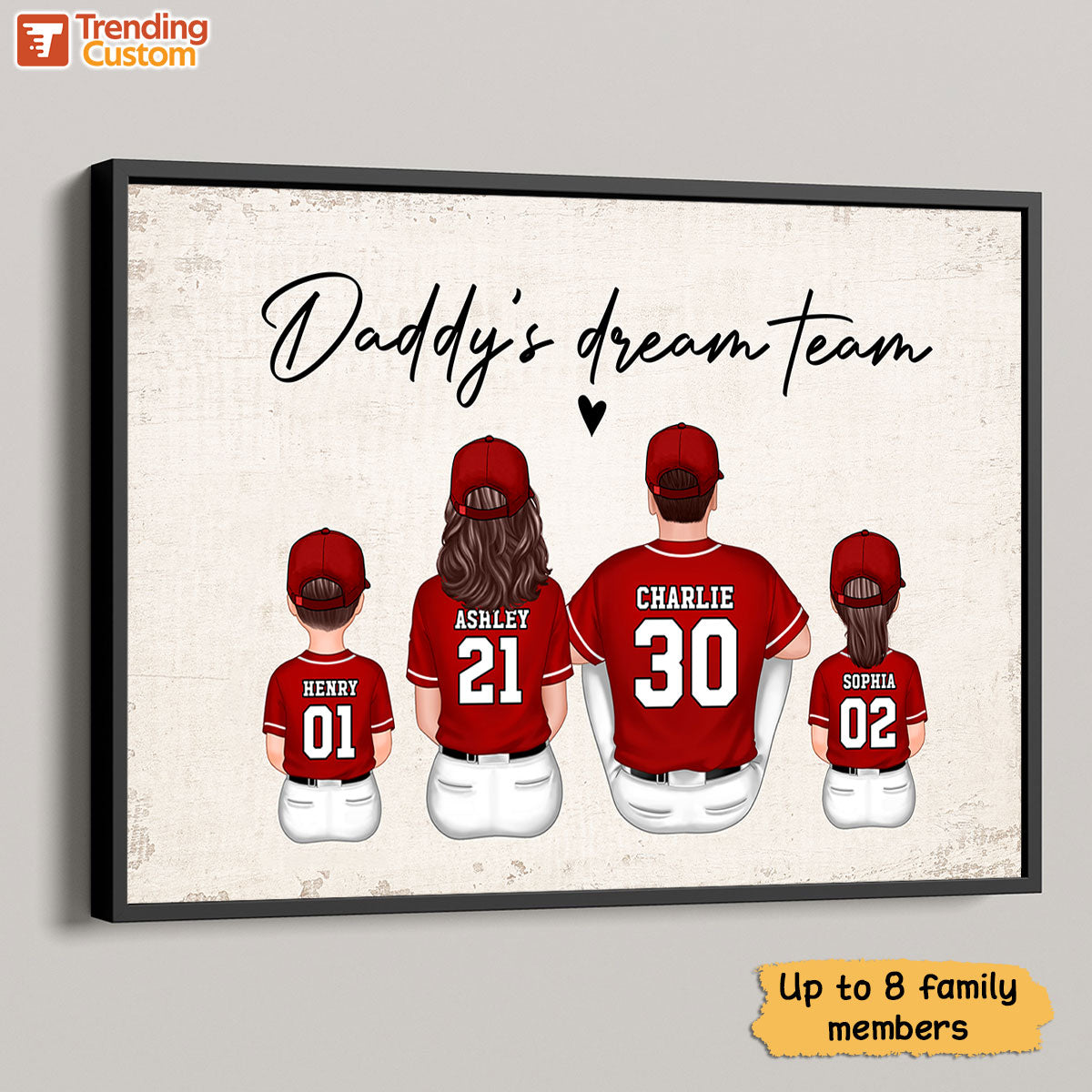 Baseball Family Sitting Personalized Poster Custom Gift for Dad, Husband or Family Room Decor