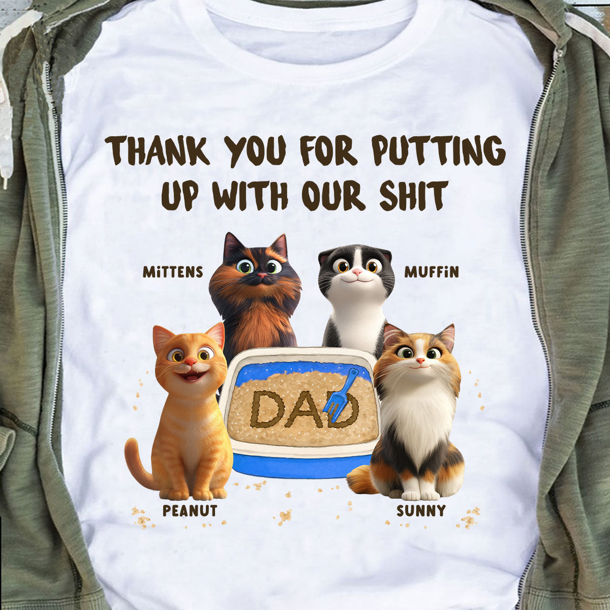 Thank You for Putting up with My Shit Personalized Shirt, Funny Father's Day Gift for Cat Dad