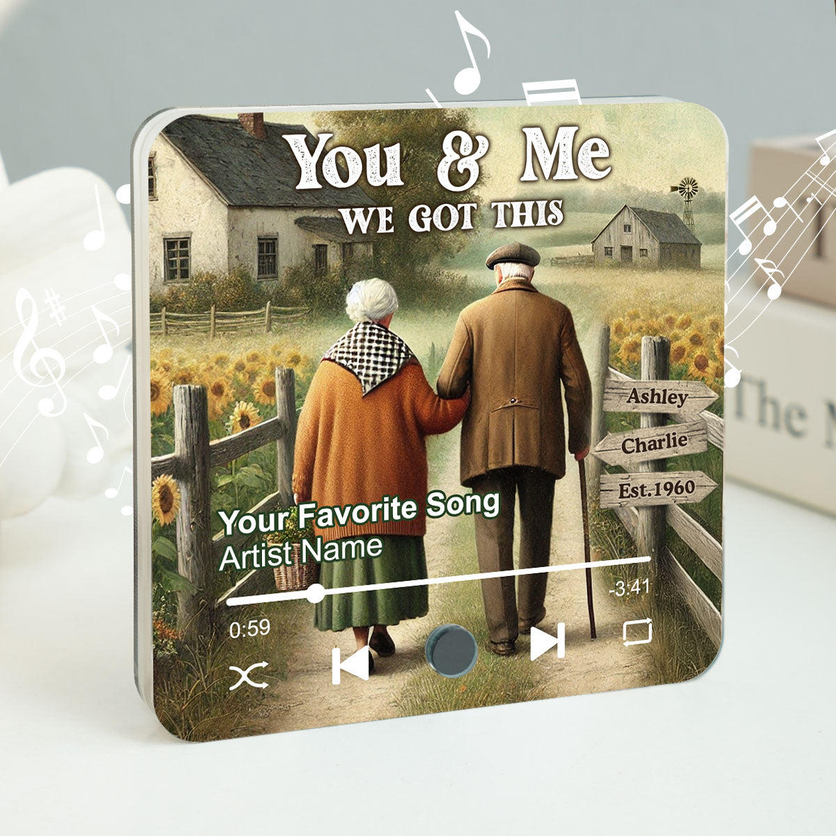 Eternal Love Couple Growing Old Together Personalized Music Fridge Magnet, Heartfelt 2025 Gift, Anniversary Gift For Couple, For Him, For Her, Husband, Wife