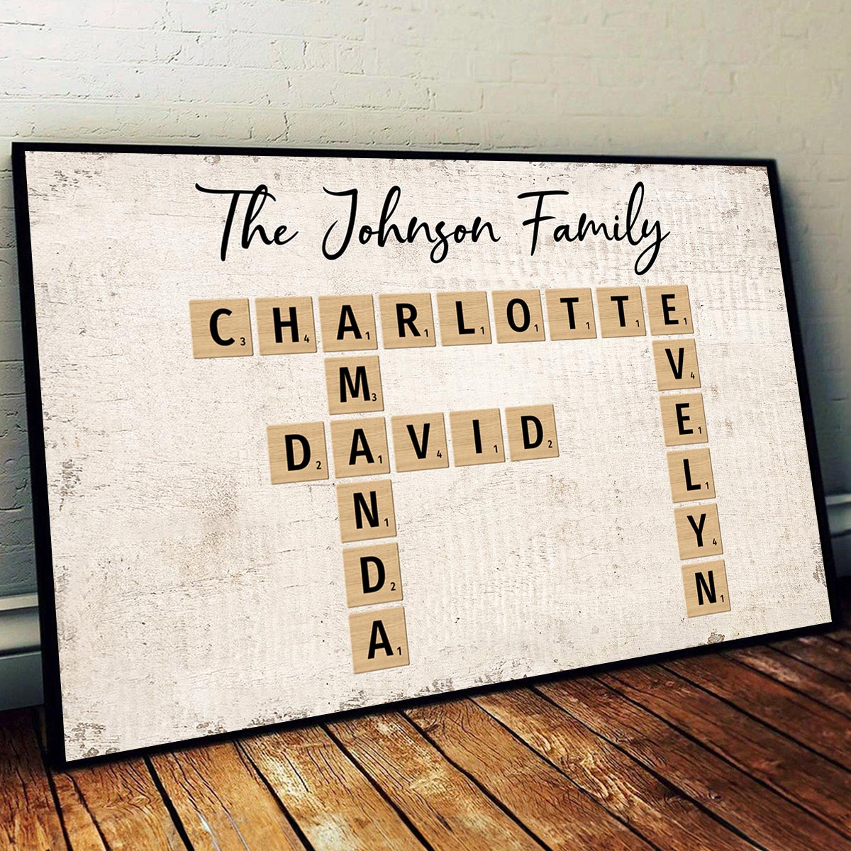 Family Crossword Puzzle Art Created In A Moment, Treasured Forever Personalized Horizontal Poster