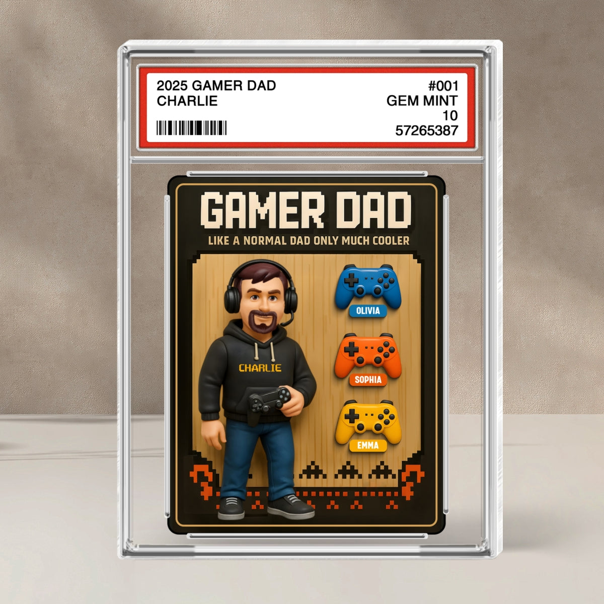 Gamer Dad Trading Card Personalized Acrylic Block Plaque, Father's Day Gift for Gamer Dad