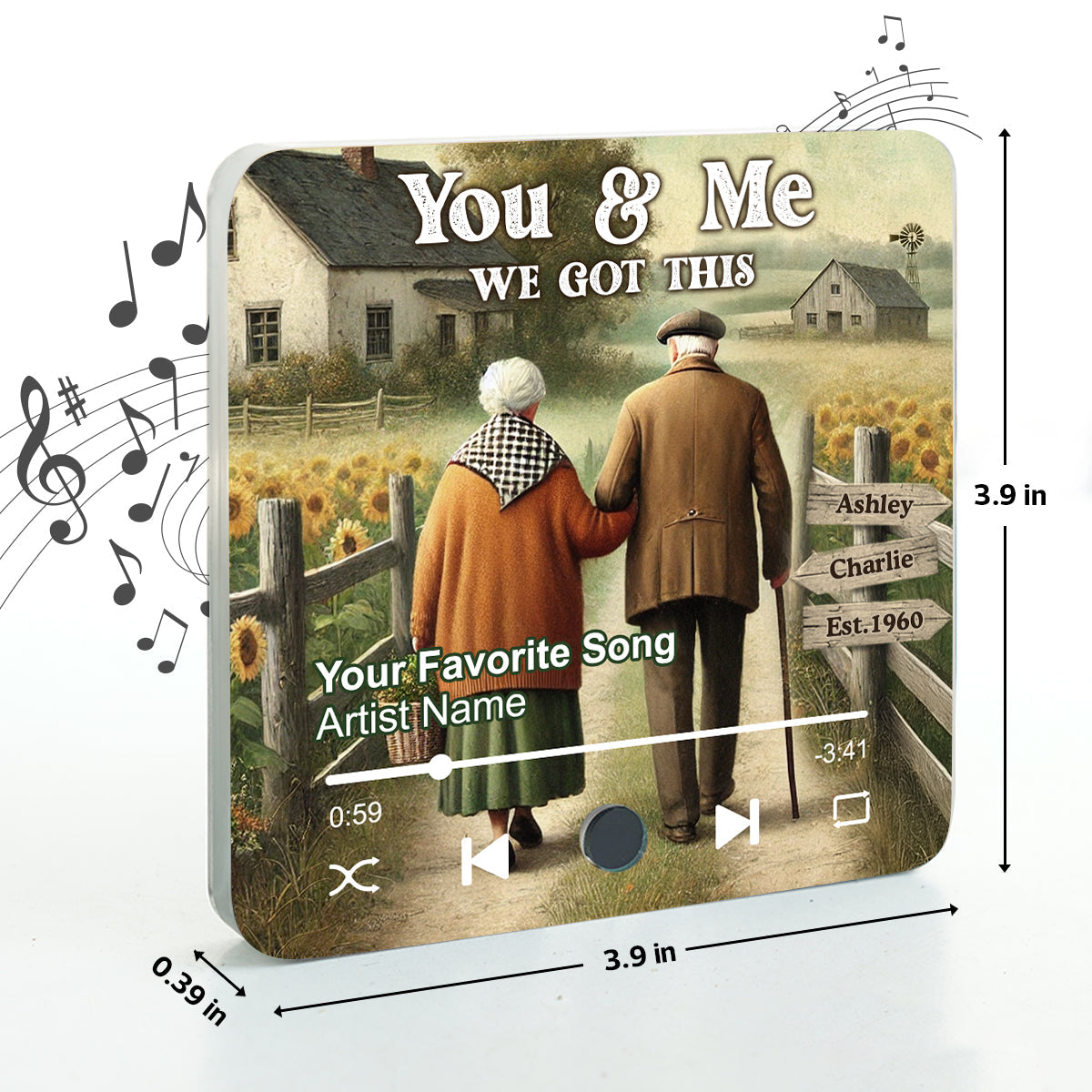 Eternal Love Couple Growing Old Together Personalized Music Fridge Magnet, Heartfelt 2025 Gift, Anniversary Gift For Couple, For Him, For Her, Husband, Wife