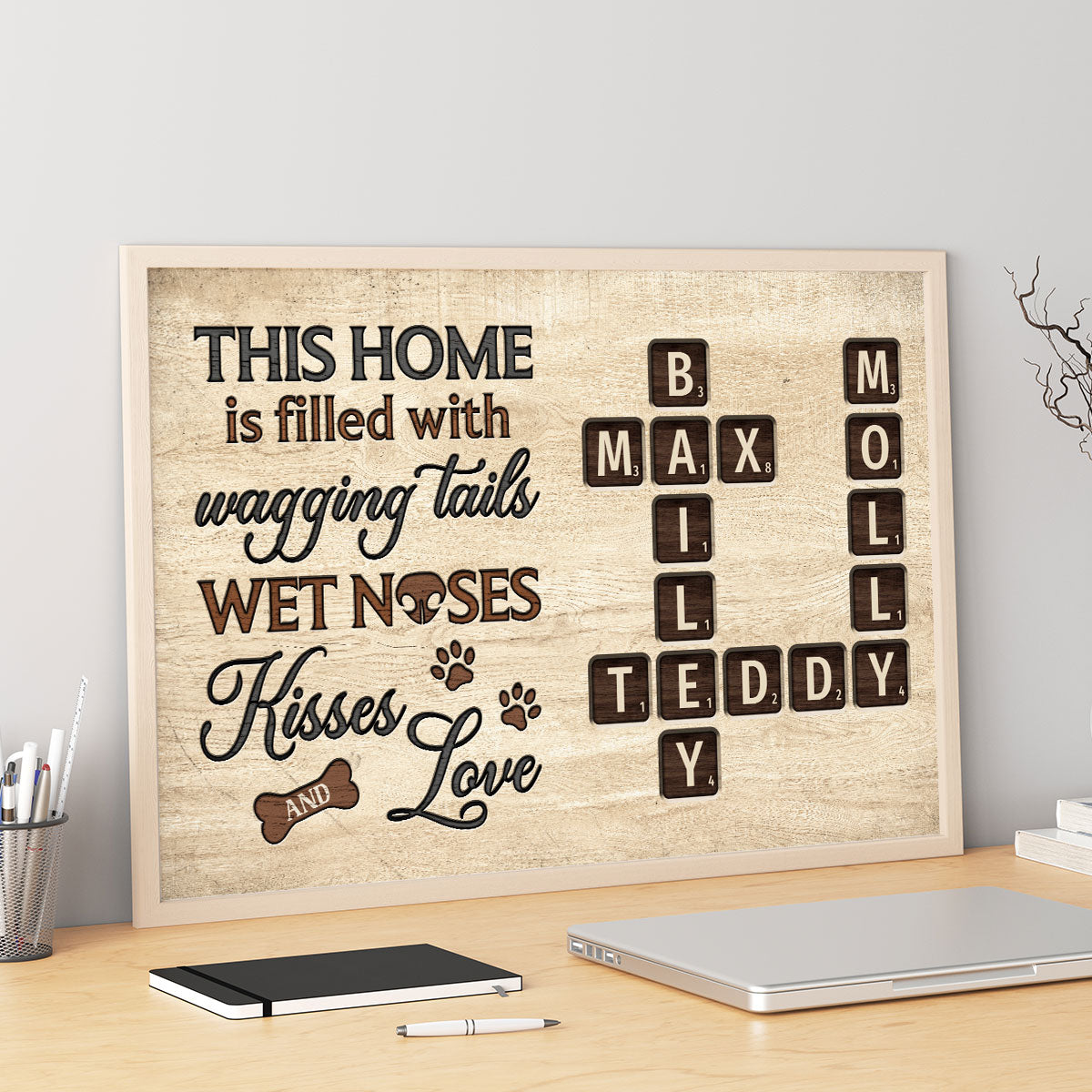 Pet Lover Home Decor Home With Paw Prints Crossword Puzzle Art Personalized Poster